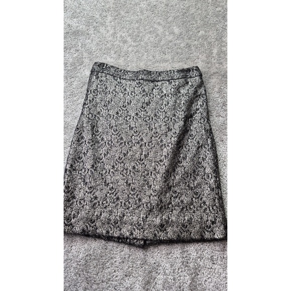 J.CREW Dresses & Skirts - J Crew Black Gold Metallic Textured Pencil Skirt Womens Size 2 Wool Blend Zip